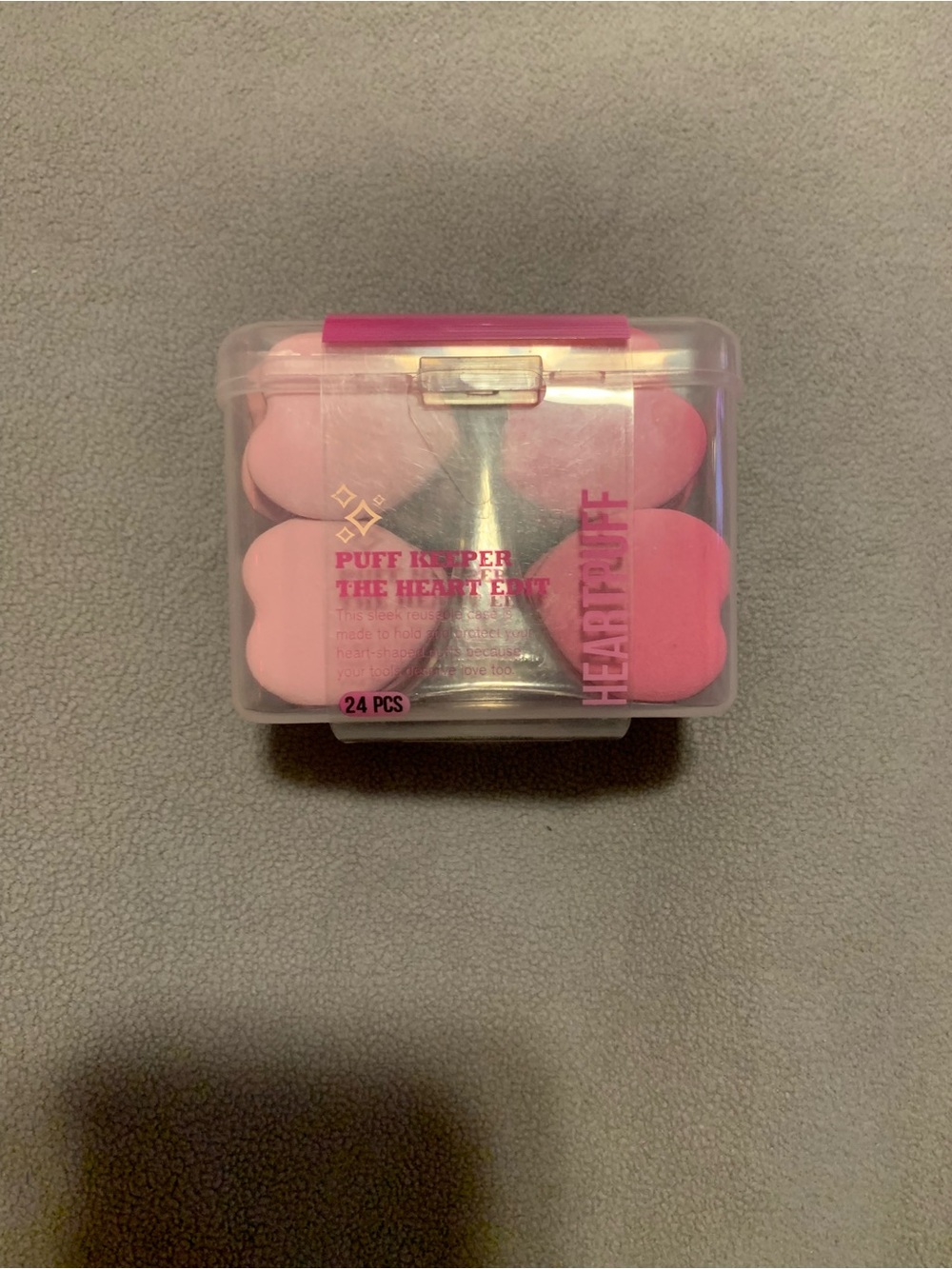 Heart-Shaped Pink Makeup Puff Sponges - 24 Pack